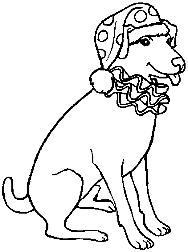 Coloriage Chien avec bonnet