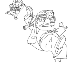 Coloriage Là-haut Carl Fredricksen et Russell